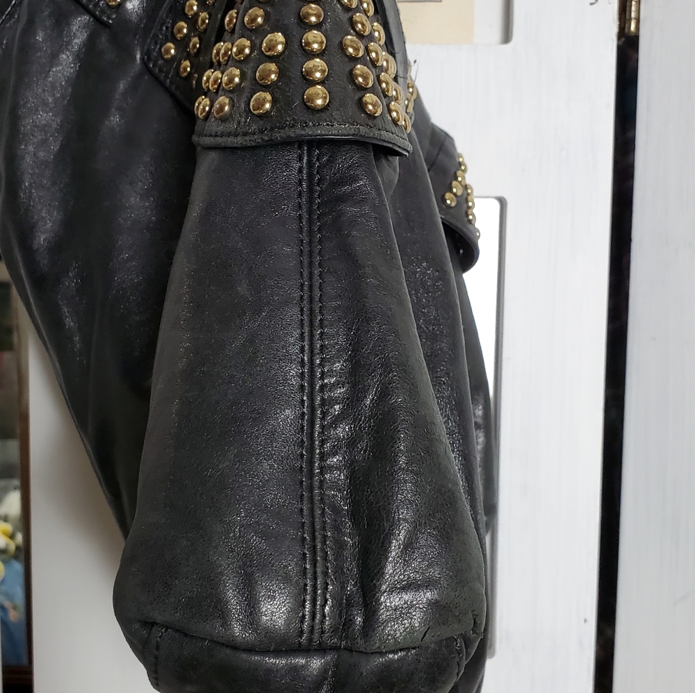 Black leather hobo bag - Picture 4 of 12